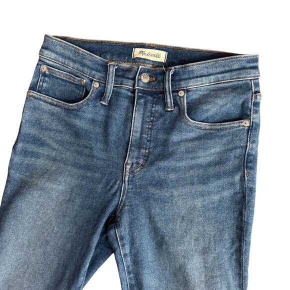 Madewell Cali Demi Boot Jeans Womens Size 28 Frayed Hem Medium Stretch Whiskered - Picture 1 of 8